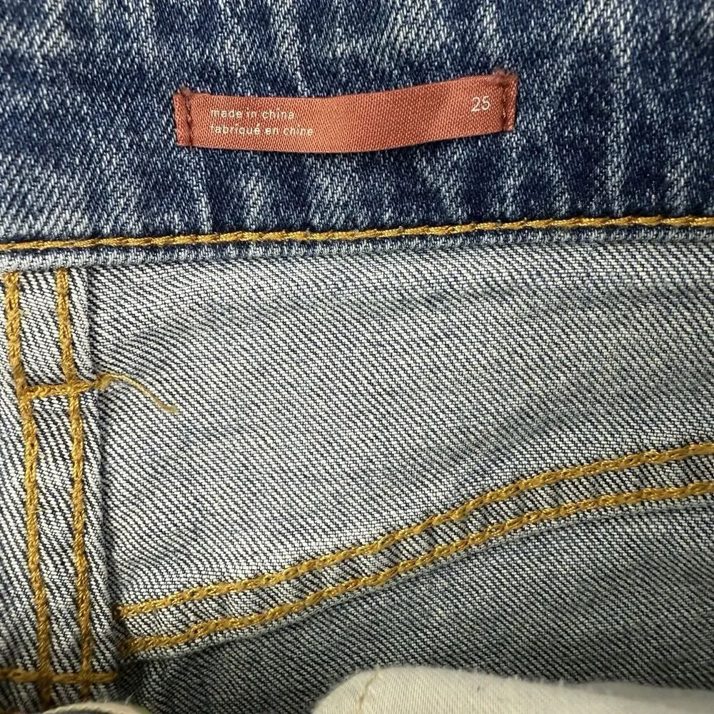 Pilcro Anthropologie Bermuda Jean Shorts Women Size 25 High Rise Acid Wash - Picture 9 of 14